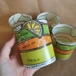 Set Of 4 Margarita Cocktail Glasses Graphics Cute Fun Gift